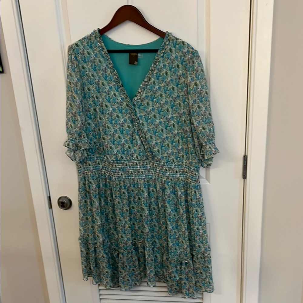 Floral Blue and Green Dress